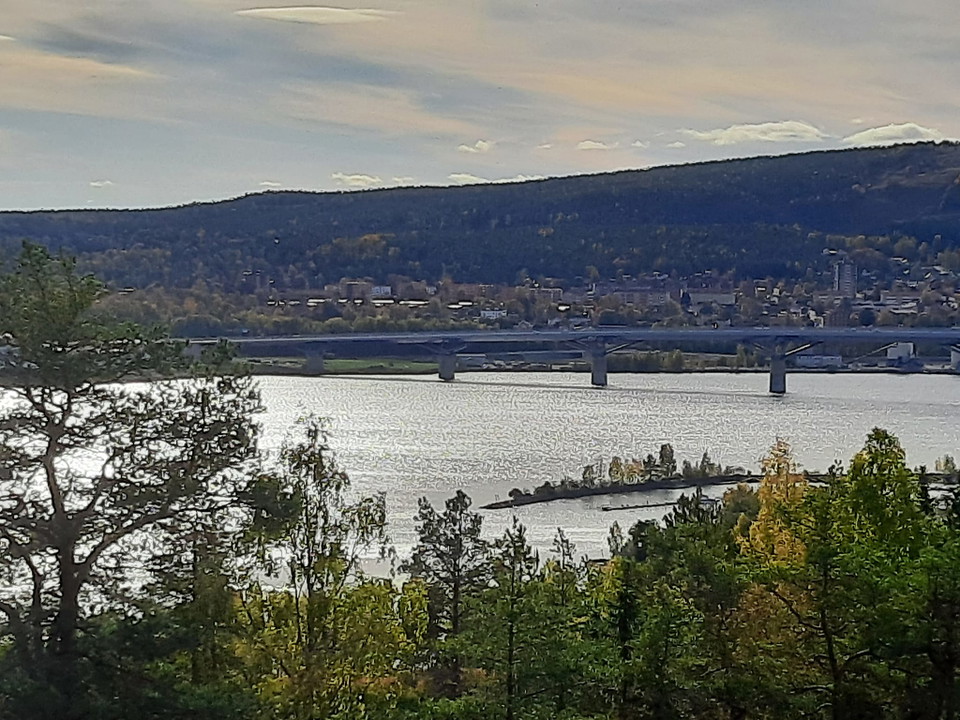 Utsikt mot Sundsvallsbron från Tomtebergets vindskydd