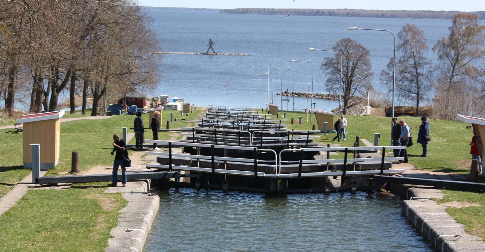 Slusstrappan Carl Johan vid Bergs slussar.
Etapp: Borensberg-Berg, Berg-Trädgårdsföreningen
Linköping