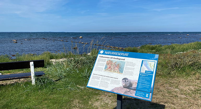Grollegrund sett från stranden.