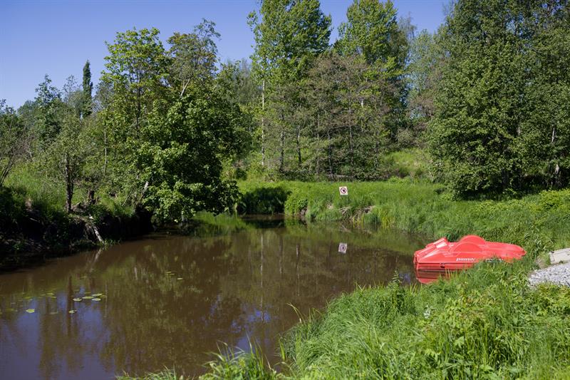 Pedal boats and canoes in the Mysen river