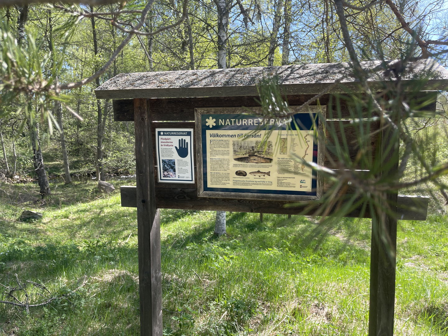 Skylt med information om naturreservatet.