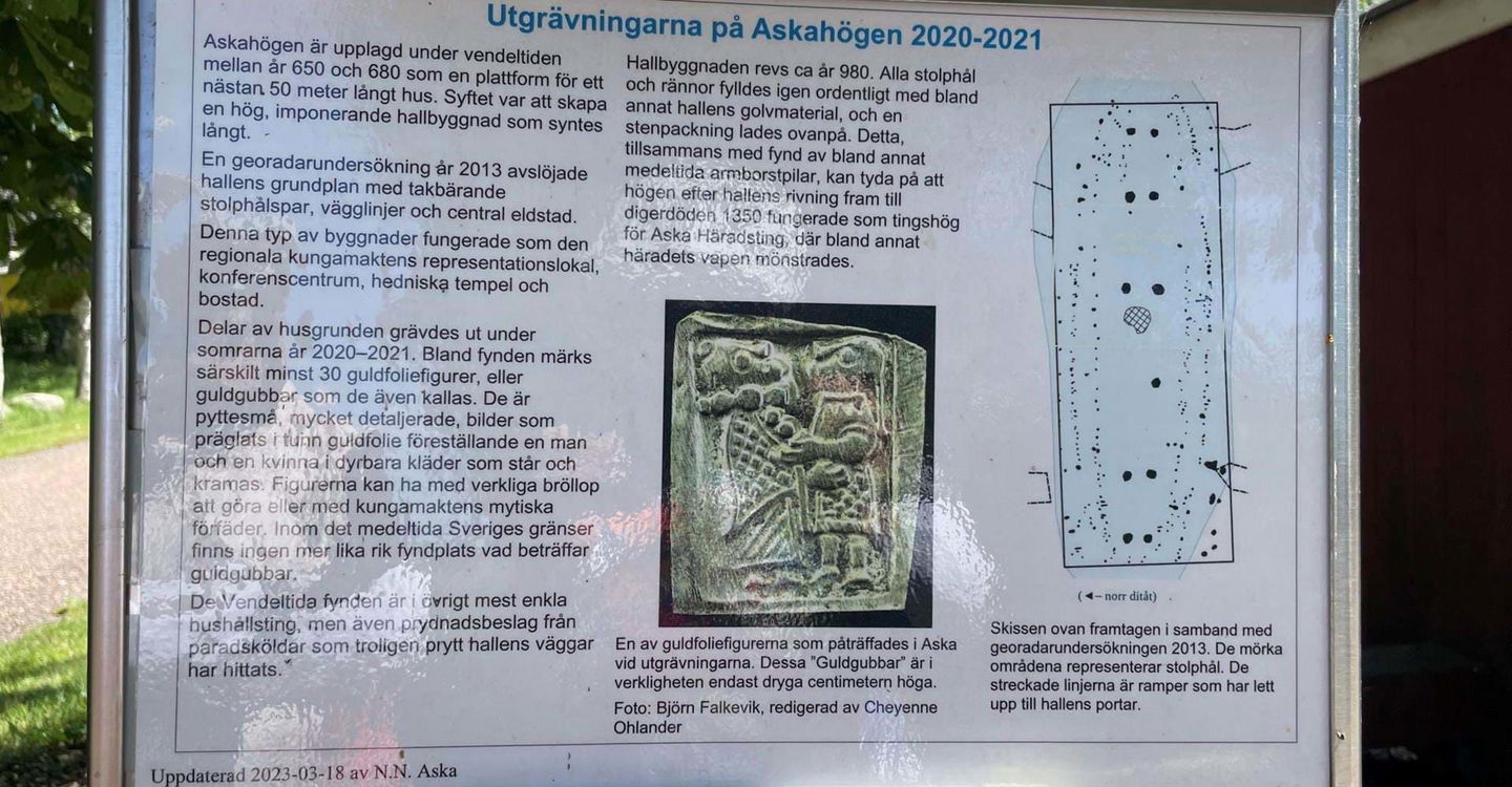 Askahögen, plattform för hallbyggnad från vendeltid.
Söder om etapp Vadstena-Motala
Vadstena kn
