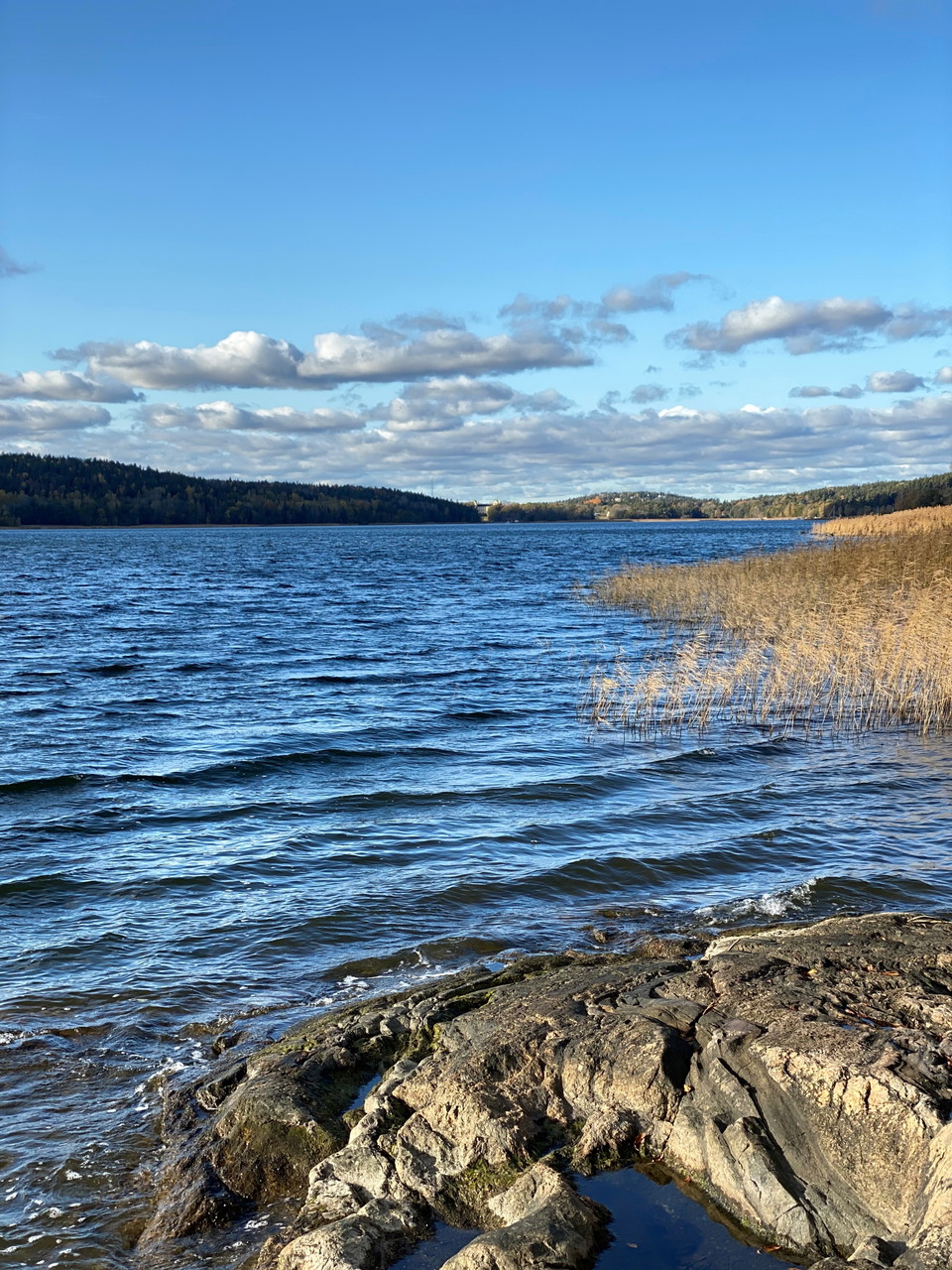 Utsikten från vattnet vid Klövergsgrottorna