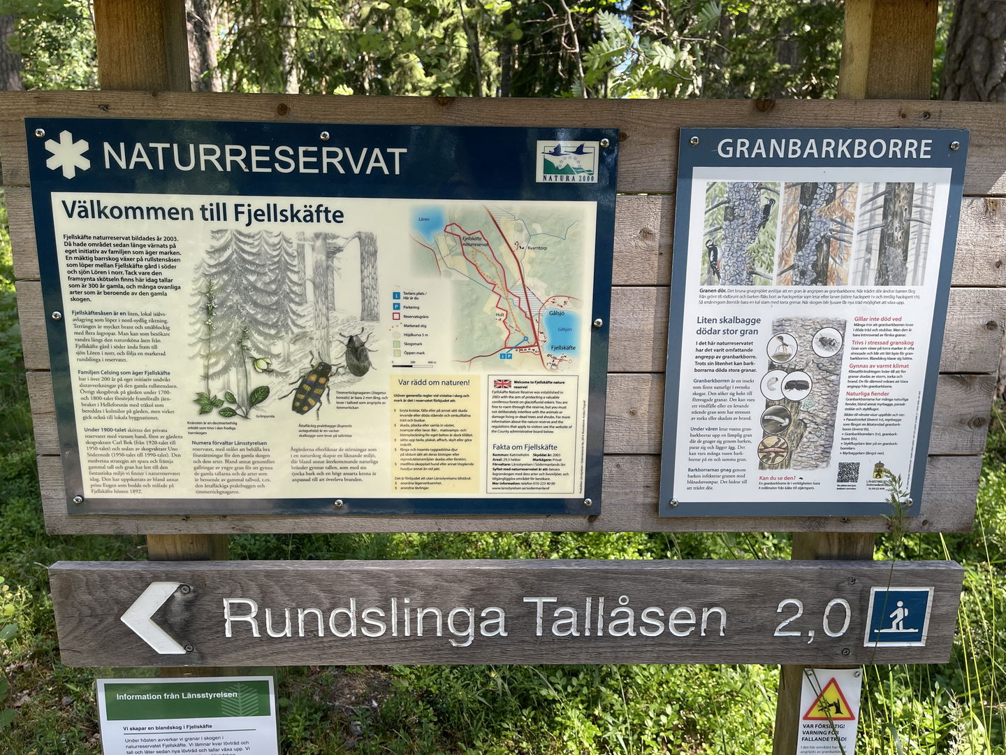 En bild på informationstavlan för Fjellskäfte