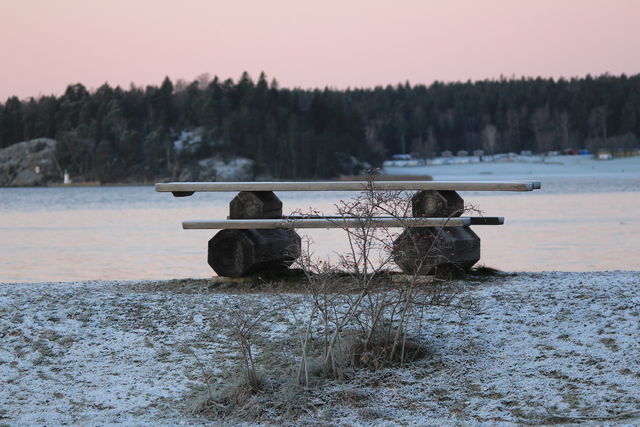 Tillgängligt fikabord vid södra udden i Brandalsund naturreservat