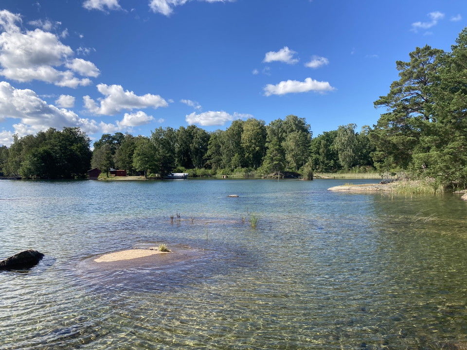 Grunt vatten i en vik