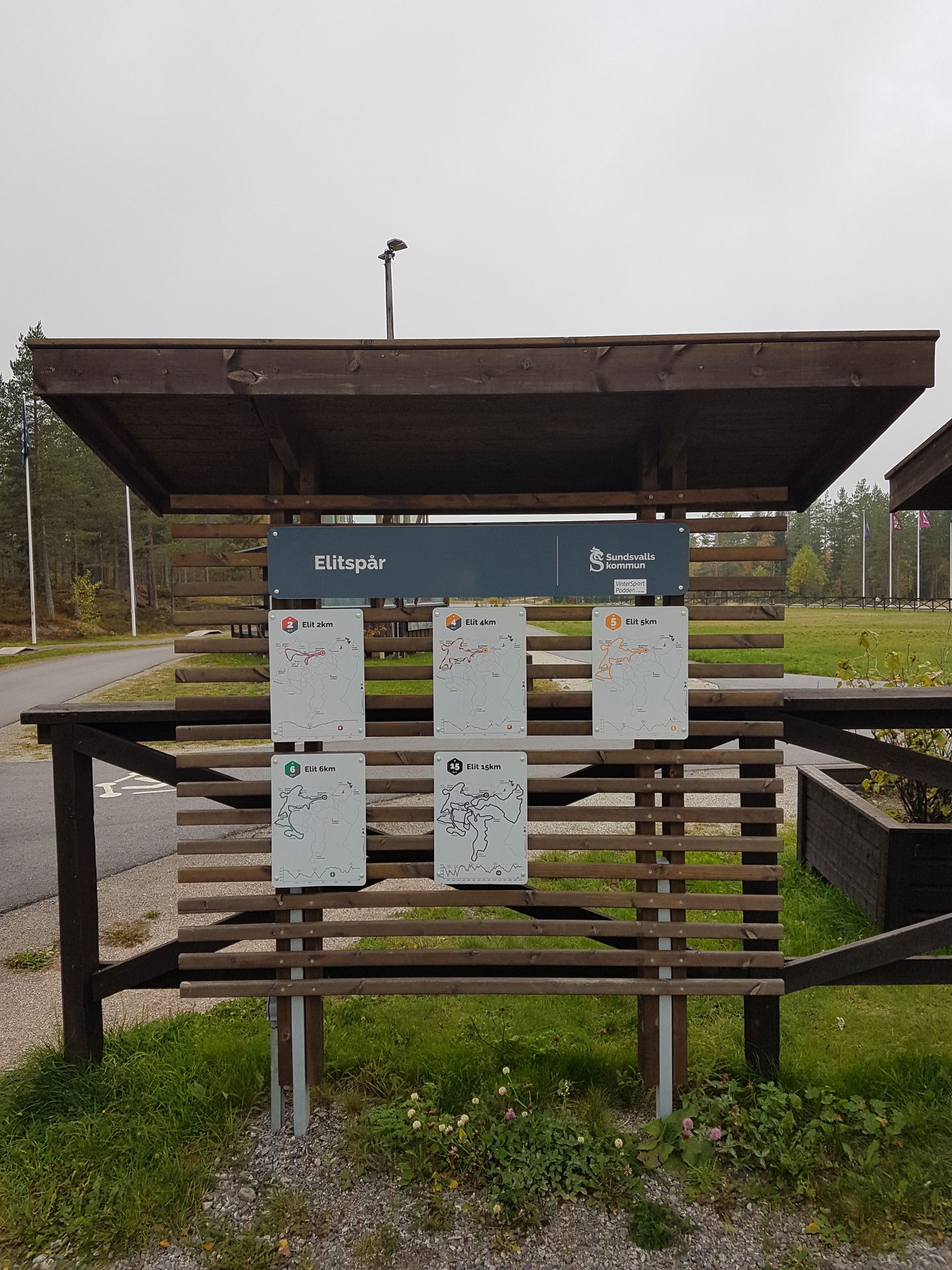 Informationstavla för motionsspår av elitkaraktär