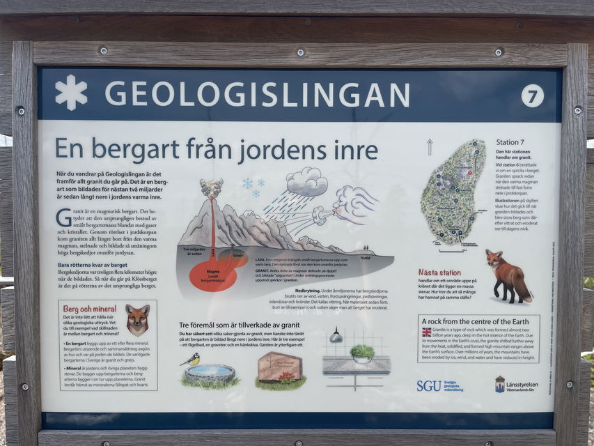 Informationsskylt om geologi..