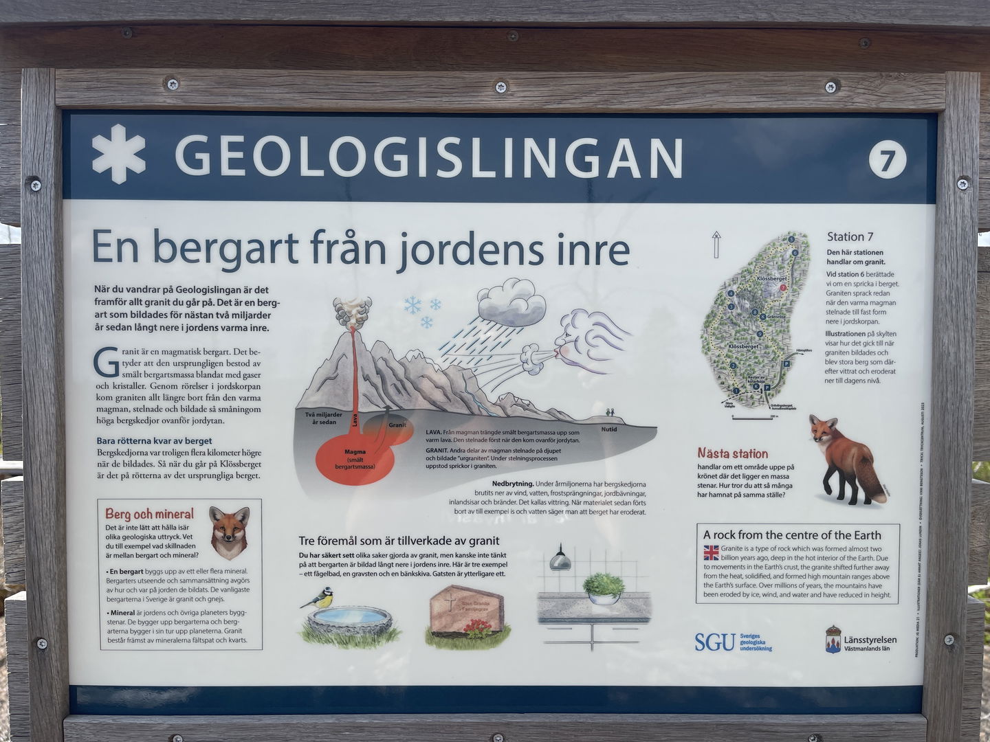 Informationsskylt om geologi..