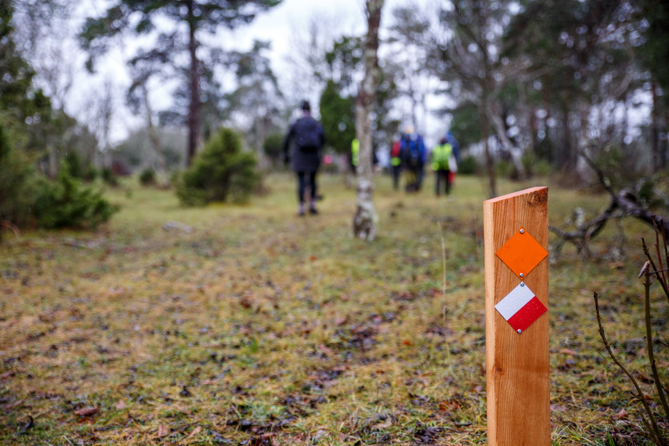 Vissa delar av kulturstigen delas med Torsburgenleden. Kulturstigen har rödvit markering medan torsburgenleden har orange markering.