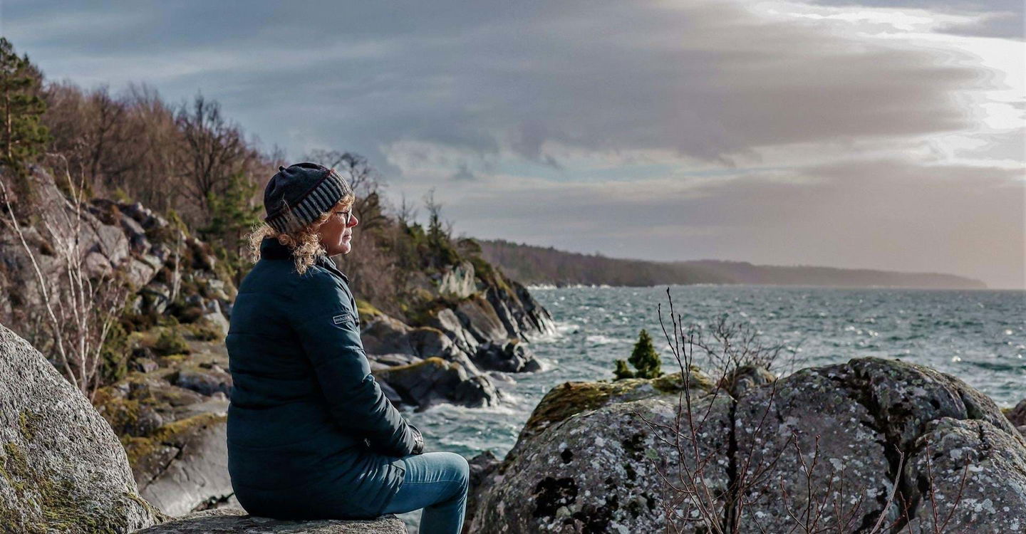 Utsikt Öninge hamn. 
Etapp: Ödeshög-Omberg, Signaturled. 
Ödeshög. 