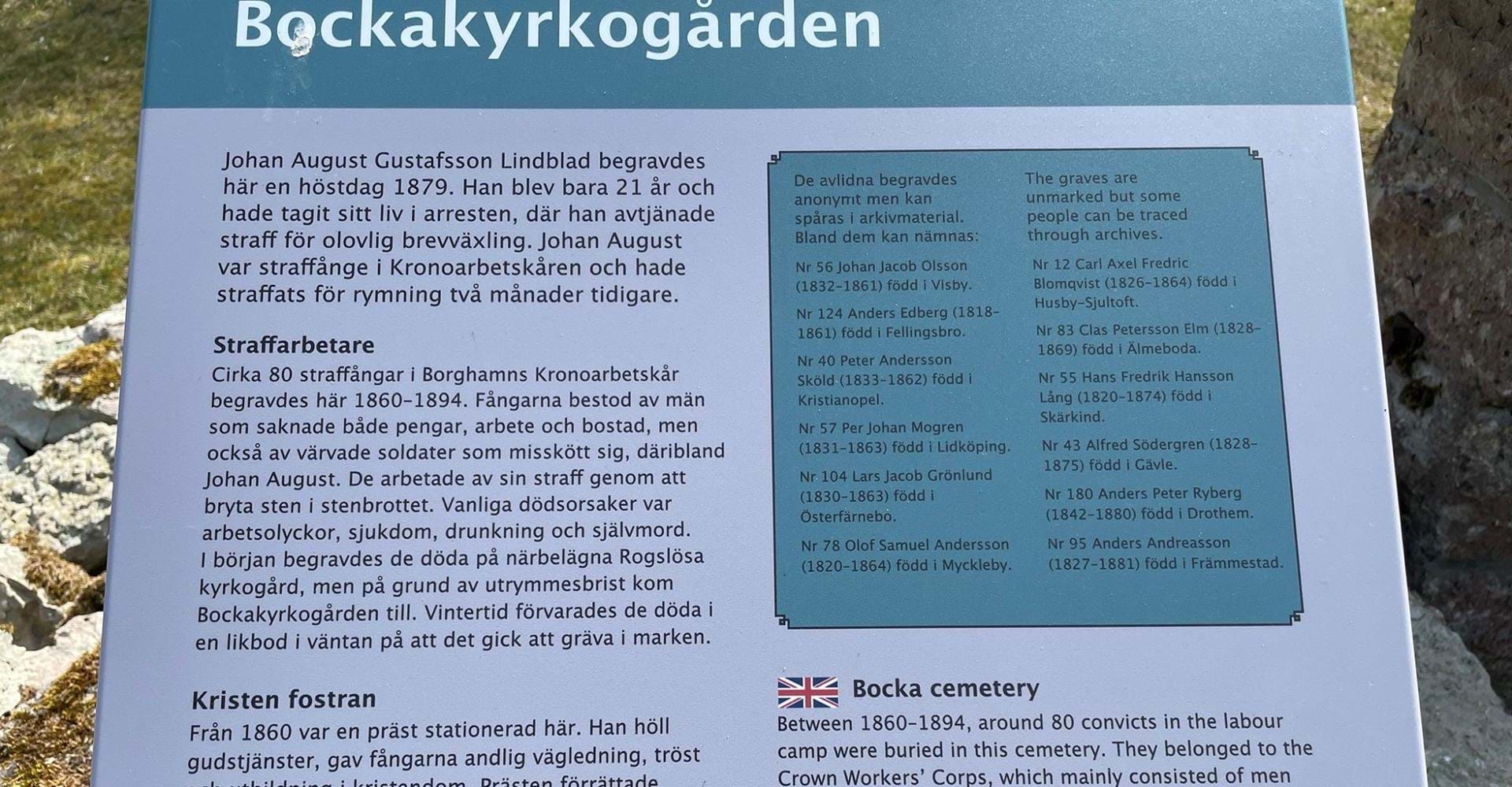 Bockakyrkogården, Borghamn.
Vadstena