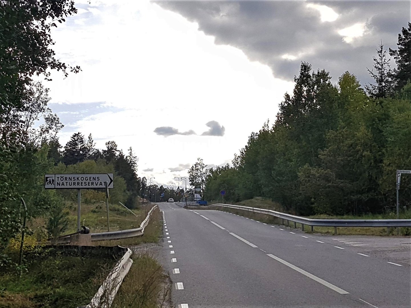 Infarten till Törnskogens naturreservat från Frestavägen norrifrån.