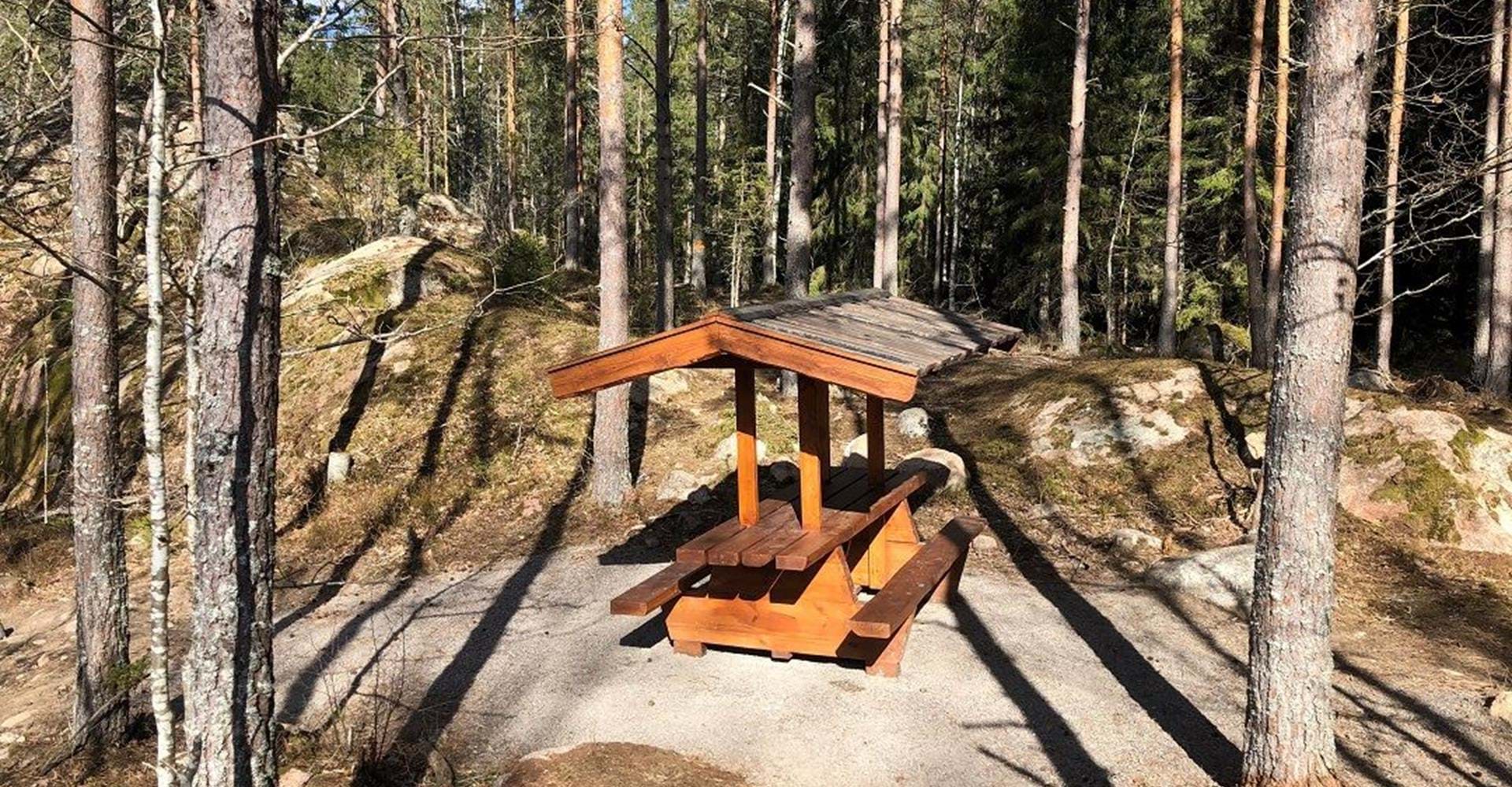 Rastplats nära grillplatsen mellan Mossens och Ullabergs  våtmarker. 
Etapp: Vidingsjö-Bjärka Säby
Rundslinga: Ullabergs och Mossens våtmarker
Linköping