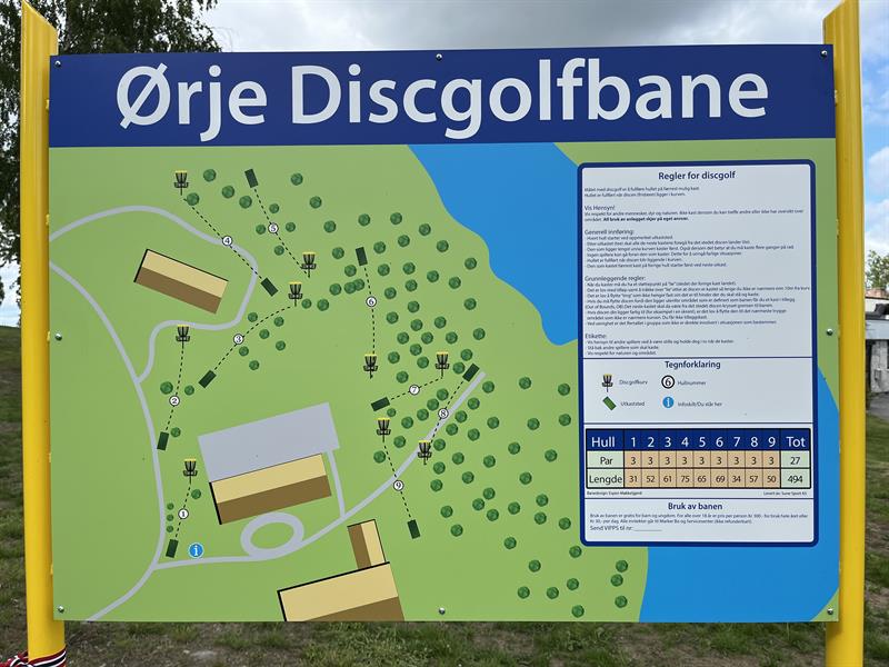 kart over Ørje Discgolfbane