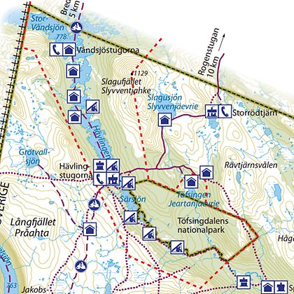 Karta som visar område med restriktioner för tält och eldning 