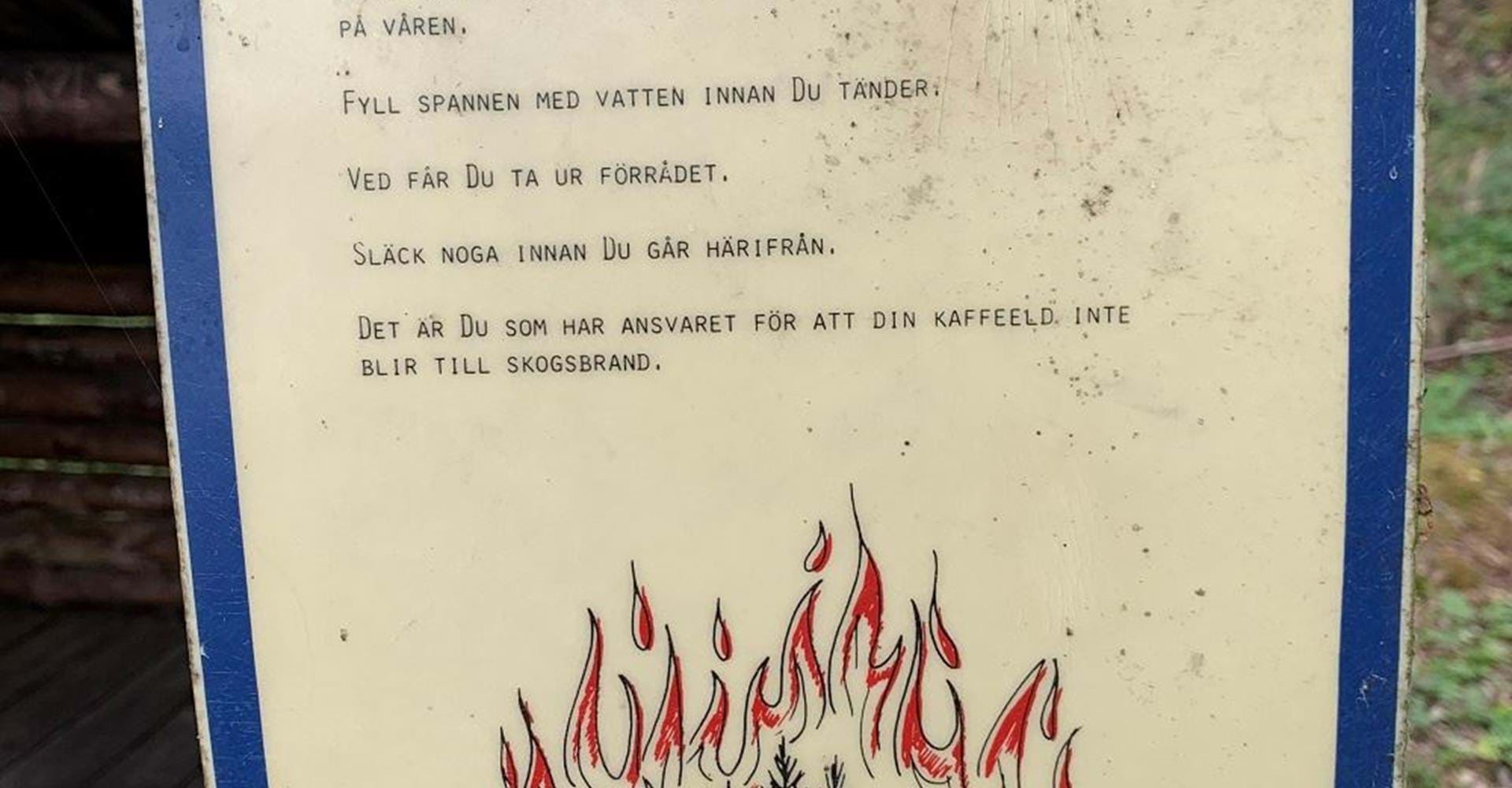 Eldningsregler vid vidnskydd, badplats Hälla, etapp Rumma-Solliden Åtvidaberg