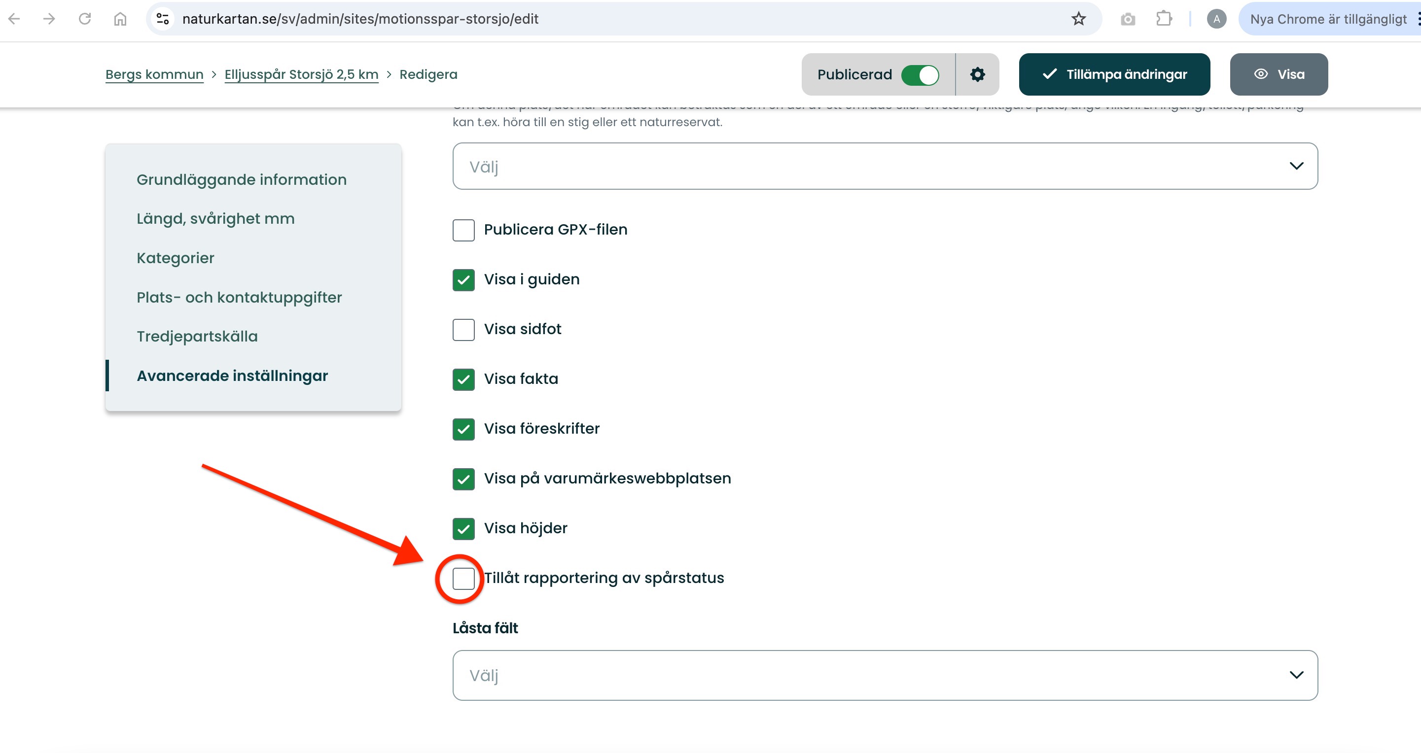 Gå in på objektets sida, klicka på "Redigera"-> "Översikt"-> "Avancerade inställningar" och b…