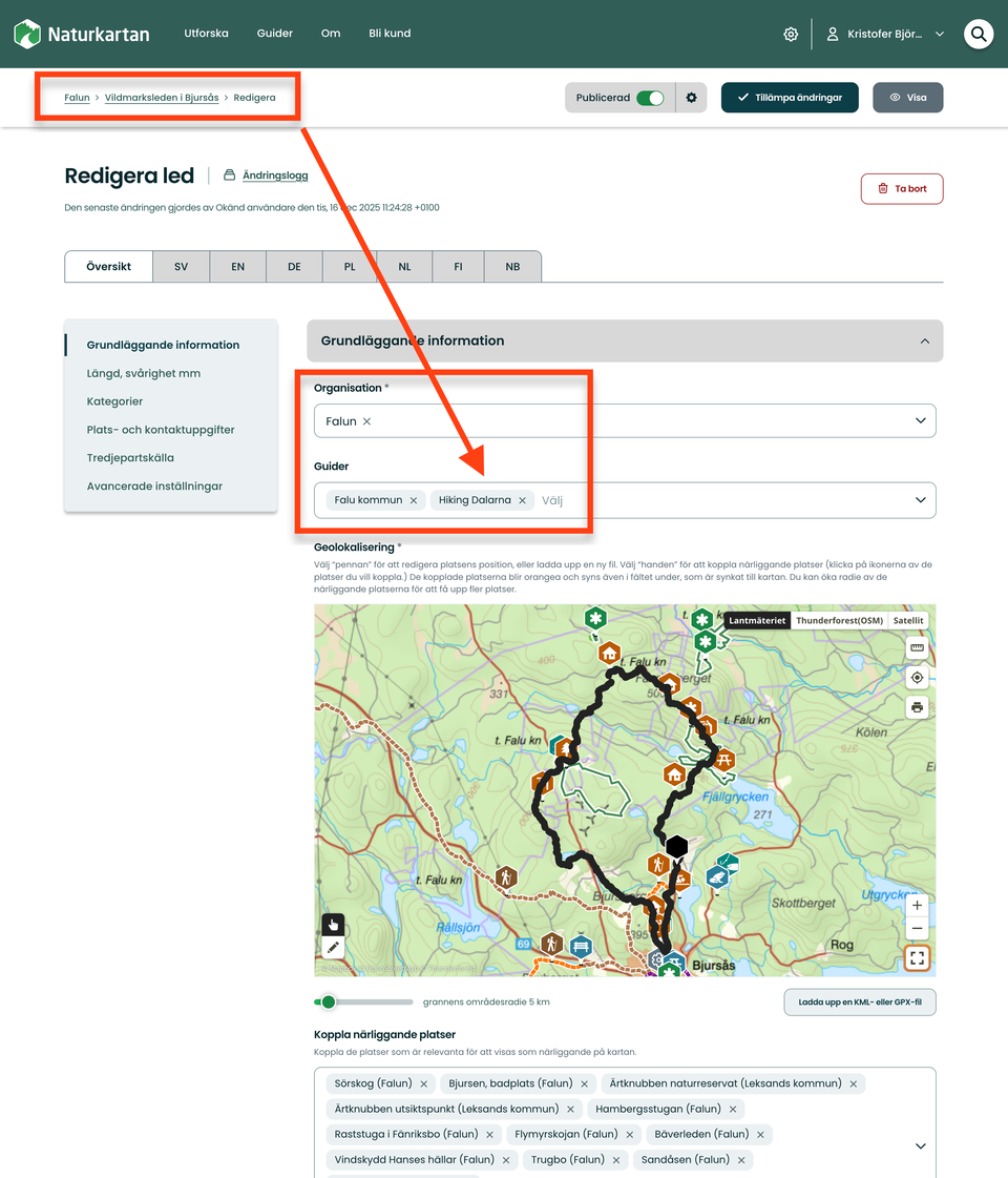 Med en enkel knapptryckning kan Falu kommun lägga till Vildmarksleden i Bjursås i Hiking Dalarnas gu…