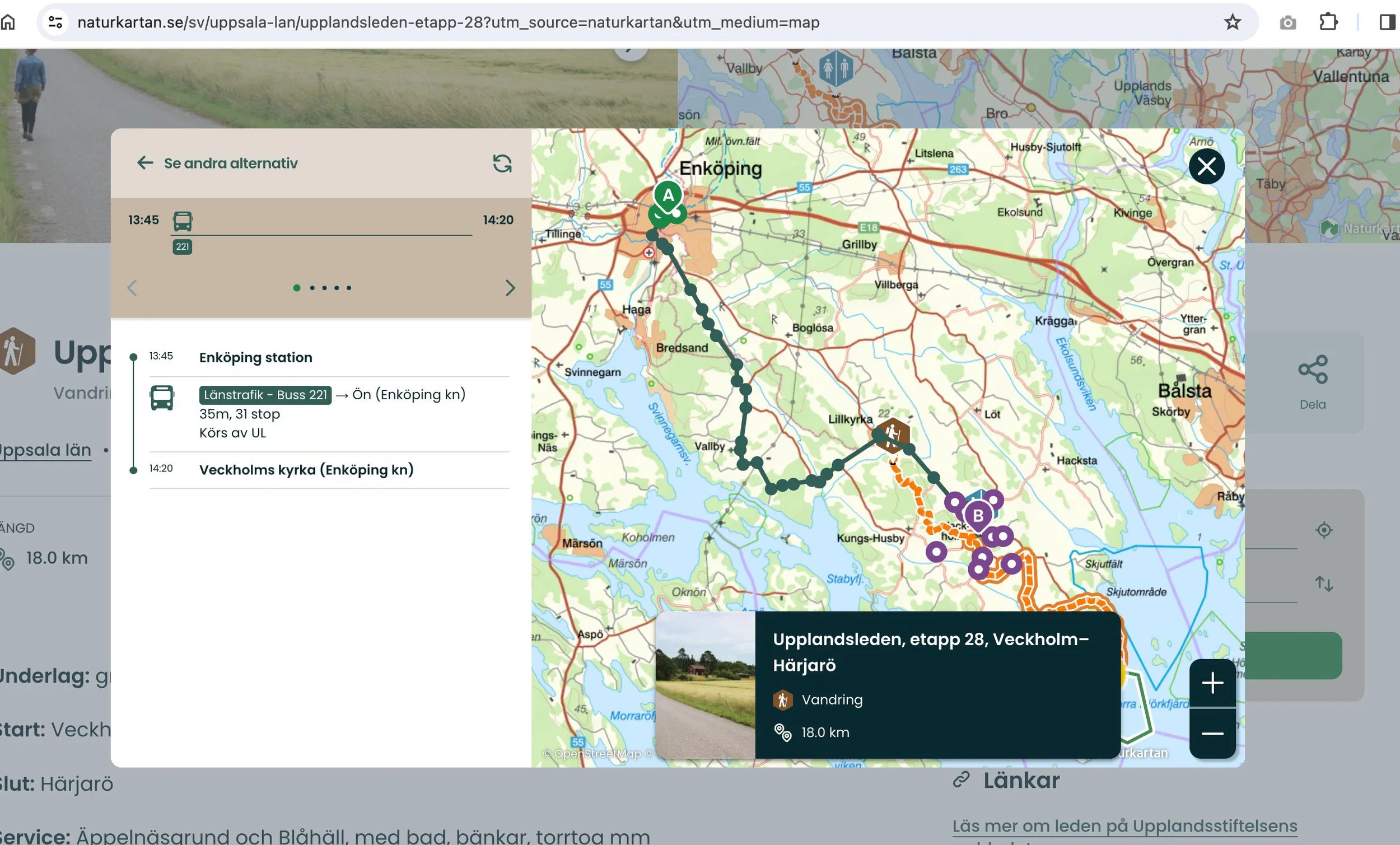 Naturkartans reseplanerare gör det enklare att hitta ut i naturen med kollektivtrafik…