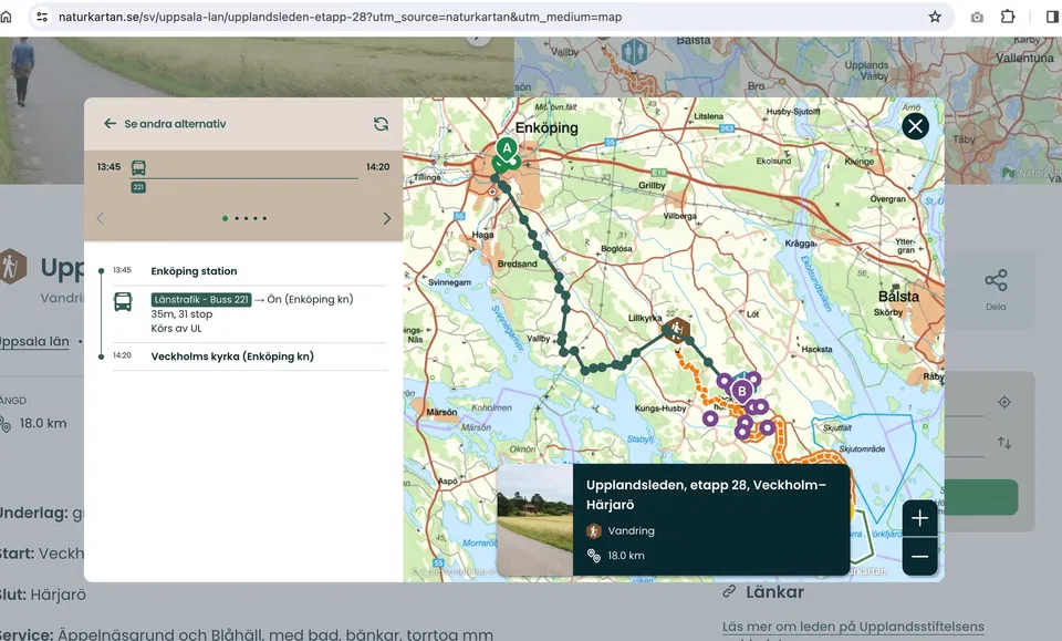 Naturkartans reseplanerare gör det enklare att hitta ut i naturen med kollektivtrafik…