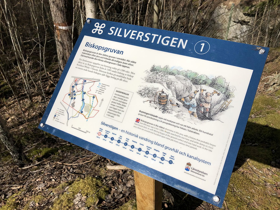 Informationstavla med text och animerade bilder.