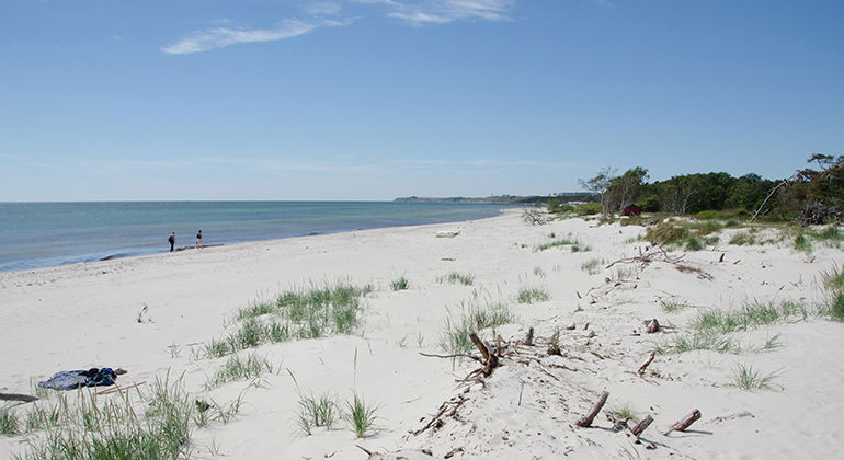 I Hagestad finns en lång, fin badstrand.