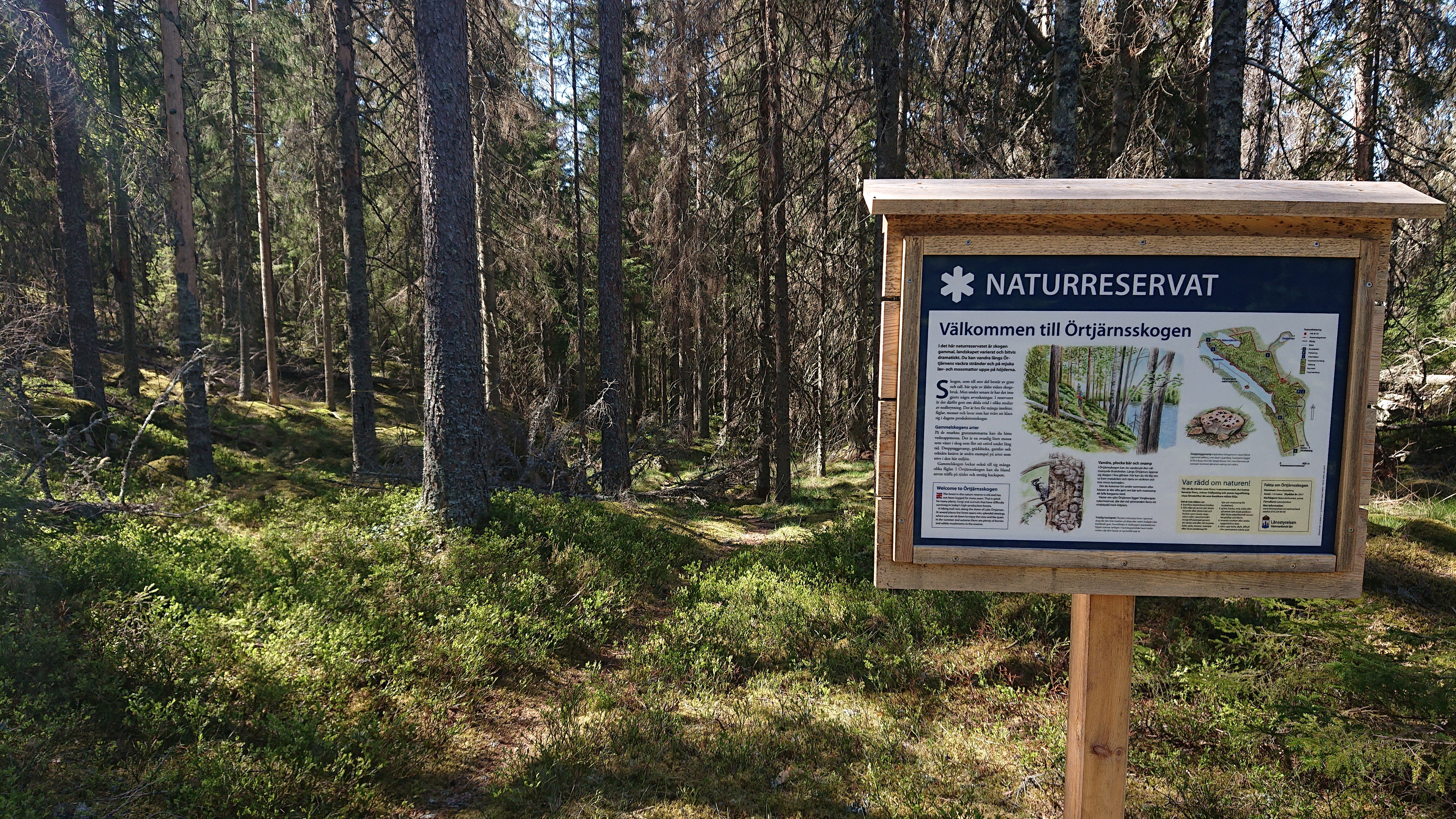 Informationsskylt för Örtjärnsskogen