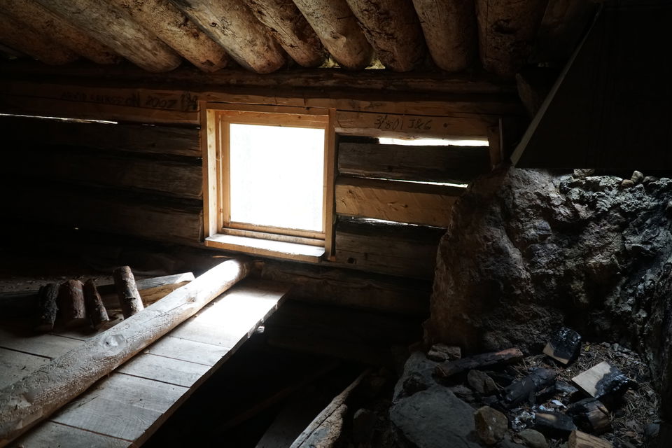 Inside the hut