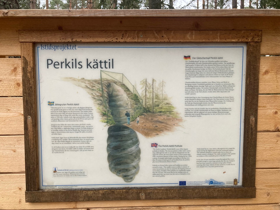 Skylt om Perkils kättil vid parkeringen