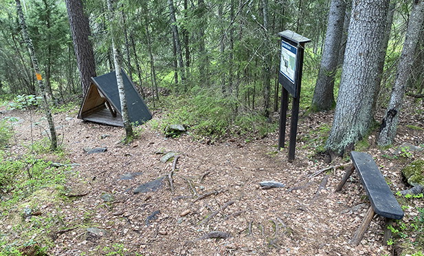 Vandringsleden går upp till bergstoppen. 