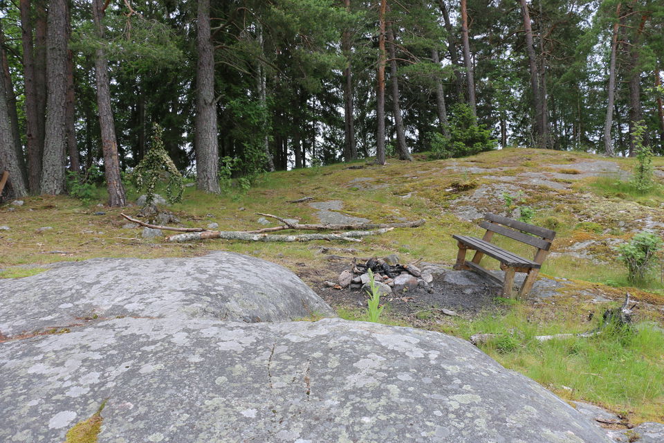 Rastplats med bänk.