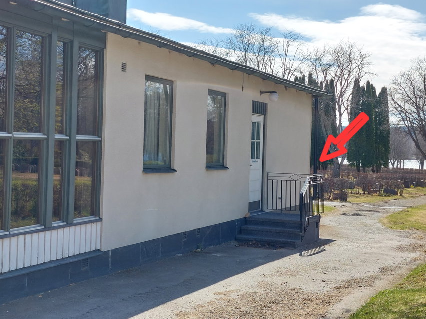 Kapellet, pil visar dricksvatten