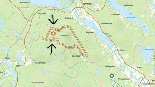 En karta som visar var leden börjar