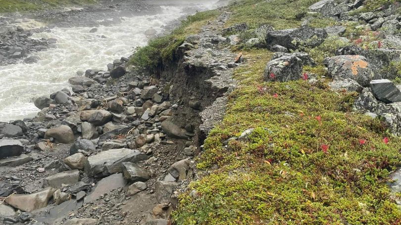 Erosionsskador på leden augusti 2022