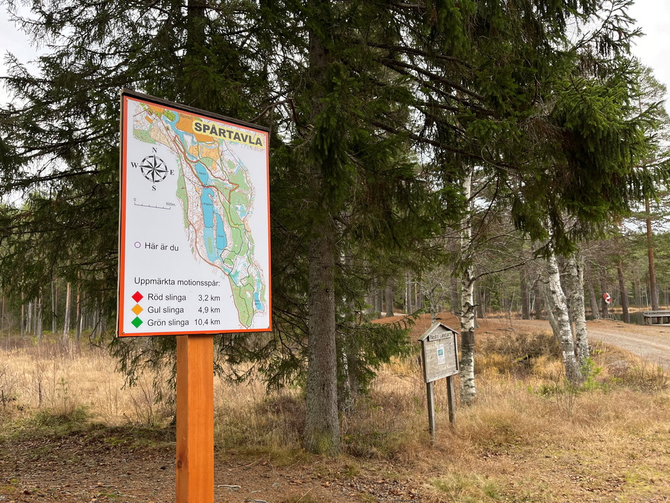 Skylt motionsspår Långtjärnarna