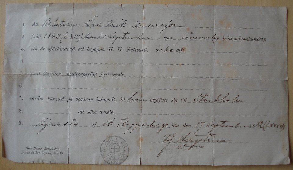 Pass för arbetsvandring ger en hint om hur pilgrimspassen var utformade