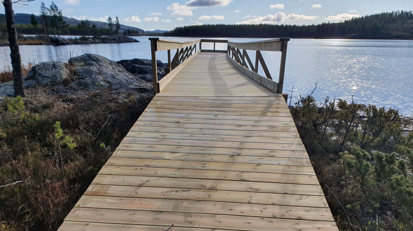 Anpassad träramp till fiskeplats
