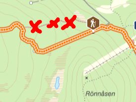 Gamla sträckningen rödkryssad.