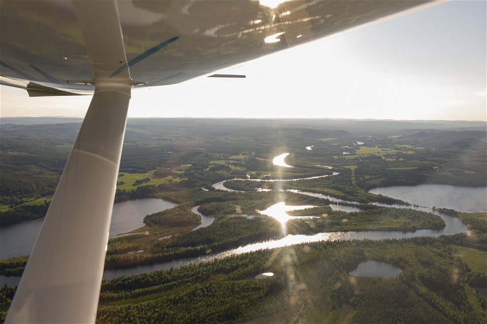 Flygbild över deltat i Helgumssjön