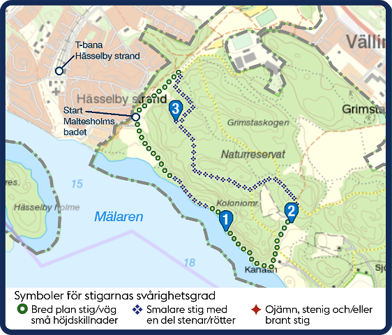Promenad med start vid Maltesholmsbadet, Guide till tystnaden