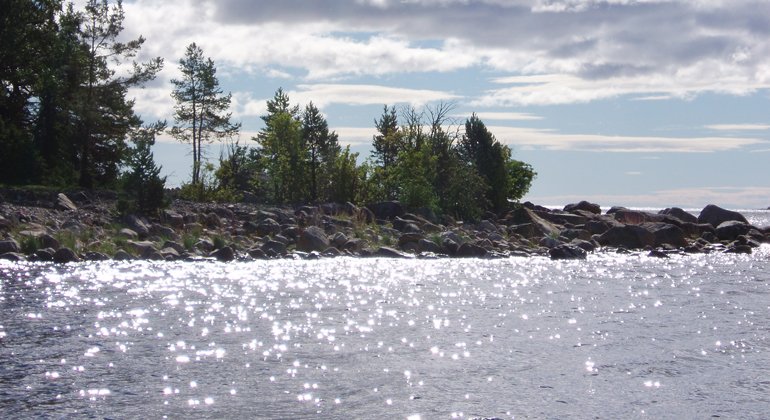 Solglittrande hav i Vattingsmalarnas naturreservat.