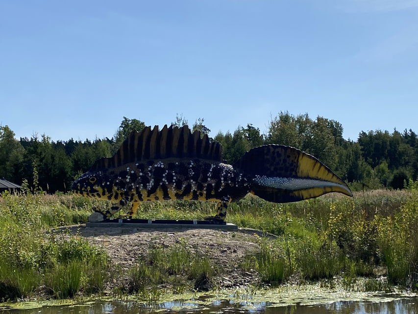 En stor modell av en större vattensalamander