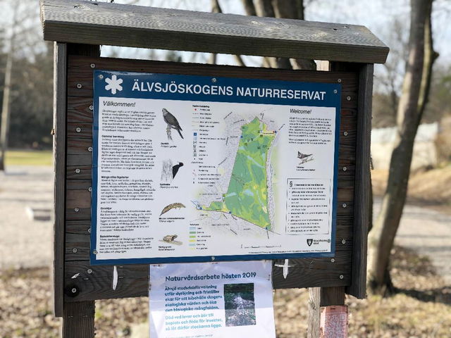 Informationsskylt vid östra delen av idrottsplatsen