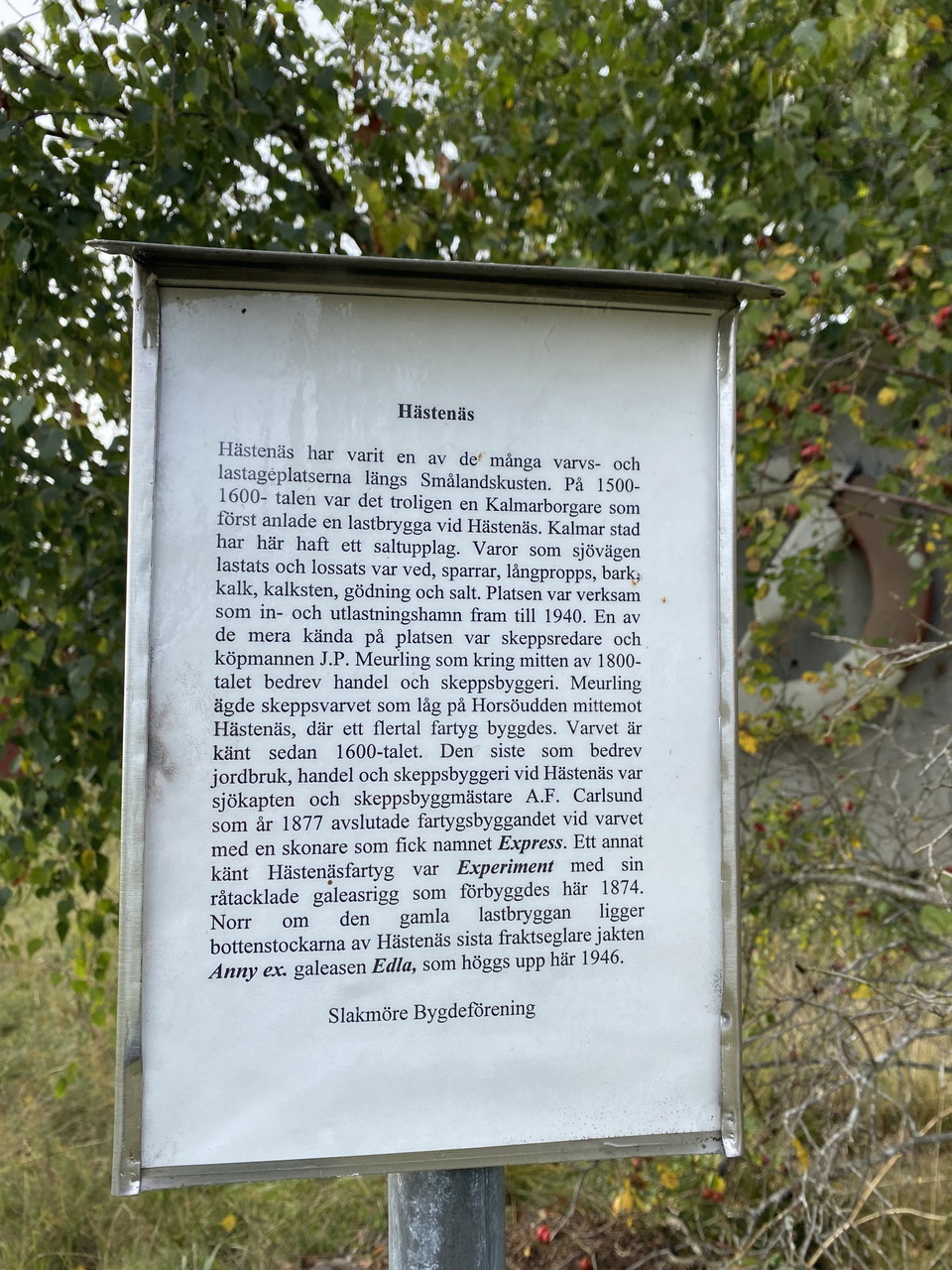 Informationsskylt om Hästenäs