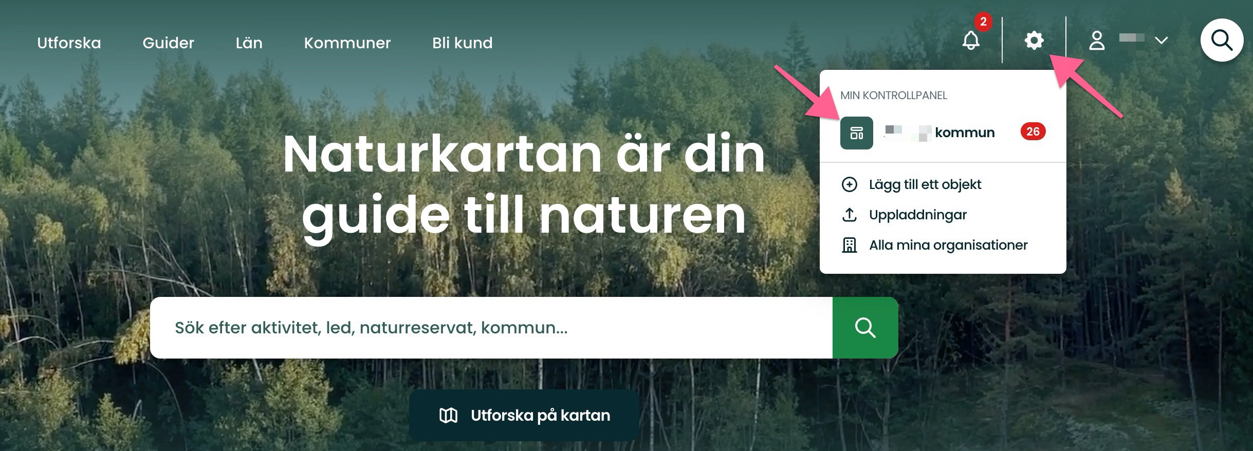 I kugghjulets meny ser du direkt dina olika organisationer som du är admin för. Klickar du på de kom…