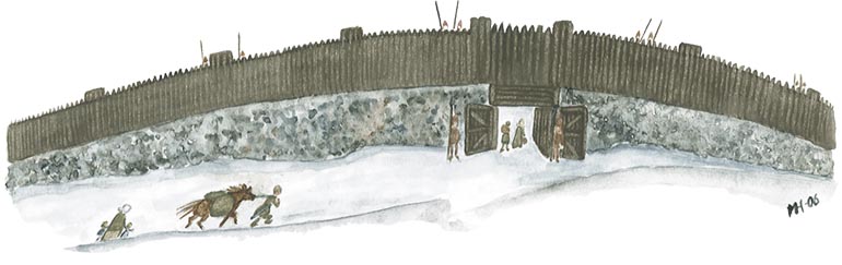 Så här kan en fornborg ha sett ut. Illustration: Margareta Hildebrandt