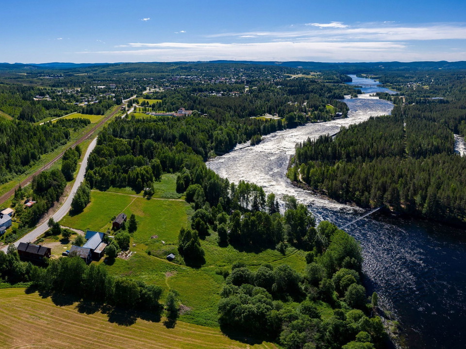 flygbild över en älv och skog