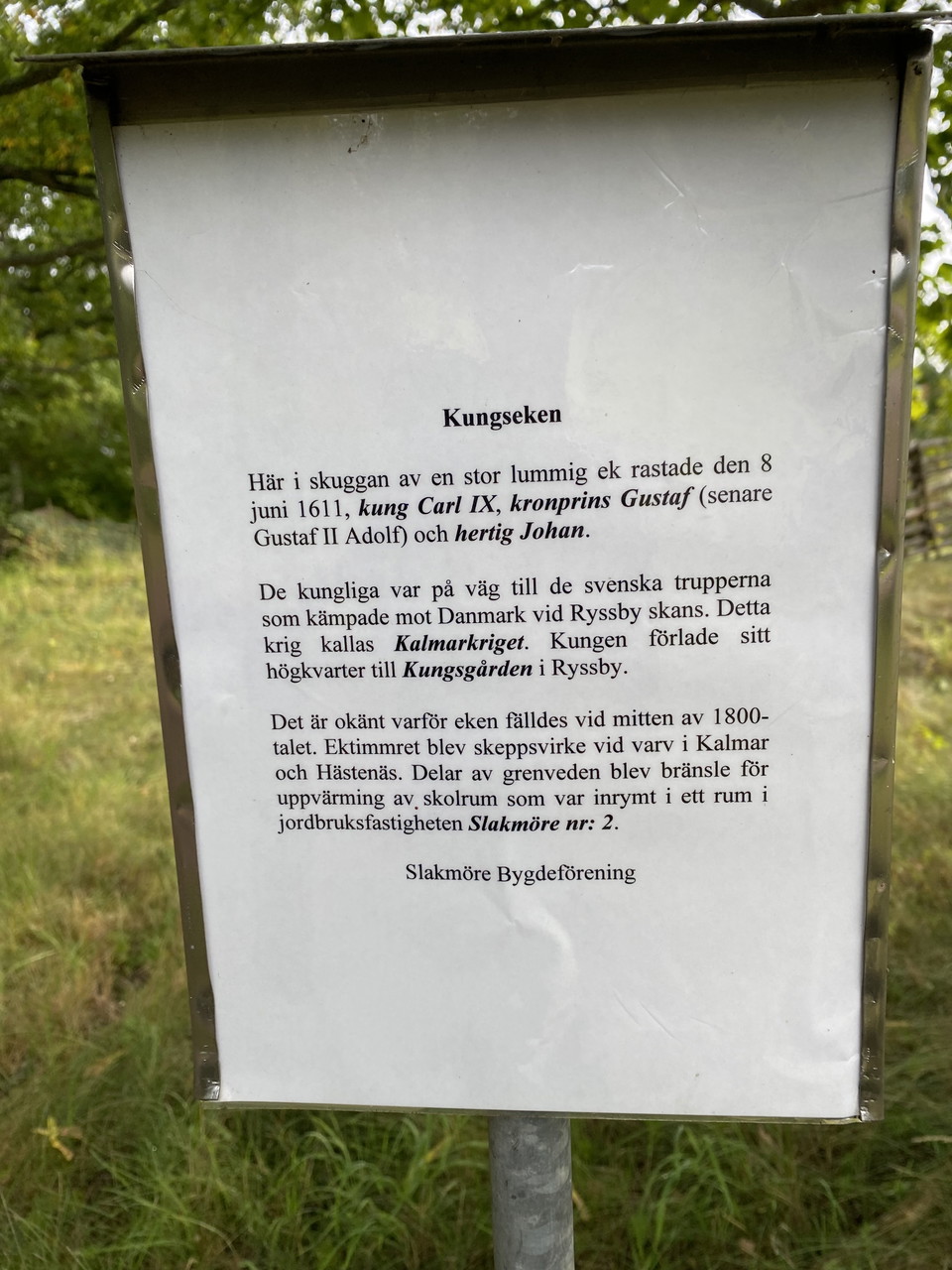 Informationsskylt om Kungseken