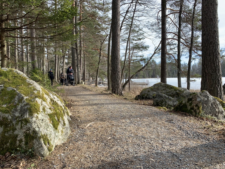 Hårdgjord stig vid sjö